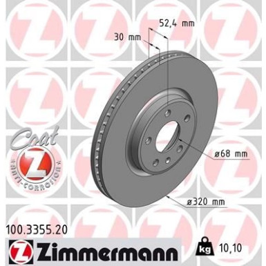 ZIMMERMANN Bremsscheibe 100.3355.20 Coat Z