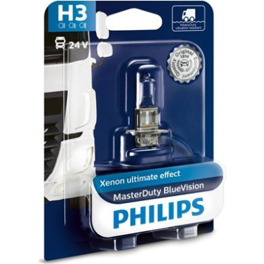 H3 MasterDuty BlueVision 24V.70W.PK22s | mit taghellem, blauem Licht | 13336MDBVB1 H3 MasterDuty BlueVision 24V.70W.PK22s | mit taghellem, blauem Licht | 13336MDBVB1
