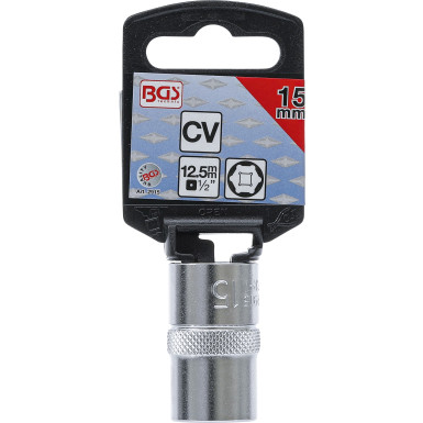 BGS Steckschlüssel-Einsatz Sechskant | Antrieb Innenvierkant 12,5 mm (1/2"""") | SW 15 mm | 2915