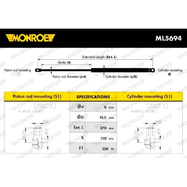 MONROE Gasfeder, Koffer-/Laderaum | ML5694