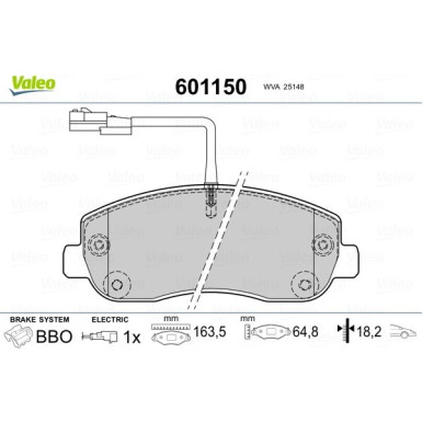 VALEO Bremsbeläge 601150