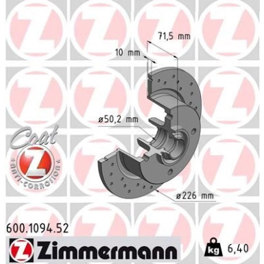 Bremsscheibe VA Sport | VW Kaefer,Karmann 47-81 | 600.1094.52