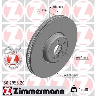 ZIMMERMANN Bremsscheibe | 150.2955.20