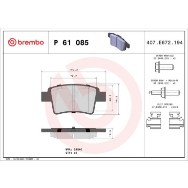 BREMBO Bremsklötze HA | CITROEN C4 06-13 | P 61 085