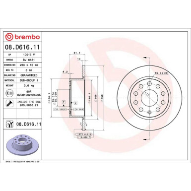 Bremsscheibe HA SKODA Octavia 12 PRIME LINE - UV Coated 08.D616.11