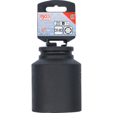 BGS Kraft-Steckschlüssel-Einsatz Sechskant, tief | Antrieb Innenvierkant 20 mm (3/4"""") | SW 55 mm | 5755