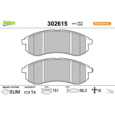 VALEO Bremsbeläge 302615