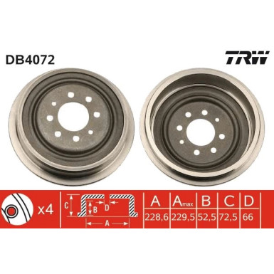 Bremstrommel. Renault T. Espace/Kangoo/Rapid 84- Ohne Lager | DB4072