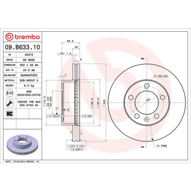 85 481 092 Bremsscheibe VA NISSAN NV400/OPEL Movano 10 PRIME LINE 09.B633.10 85 481 092 Bremsscheibe VA NISSAN NV400/OPEL Movano 10 PRIME LINE 09.B633.10