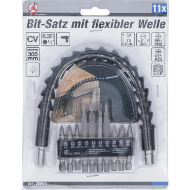 BGS Bit-Satz mit flexibler Welle Antrieb Außensechskant 6,3 mm (1/4 ) 11-tlg BGS Do it yourself 20804