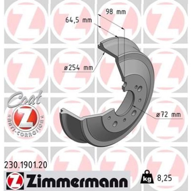 ZIMMERMANN Bremstrommel | 230.1901.20