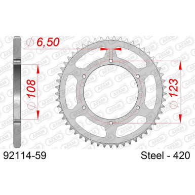 AFAM Kettenrad STAHL 59 Zähne | für 420 | 92114-59 AFAM Kettenrad STAHL 59 Zähne | für 420 | 92114-59