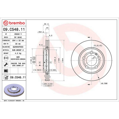 17 482 030 Bremsscheibe HA | VW Polo 09 | 09.C548.11