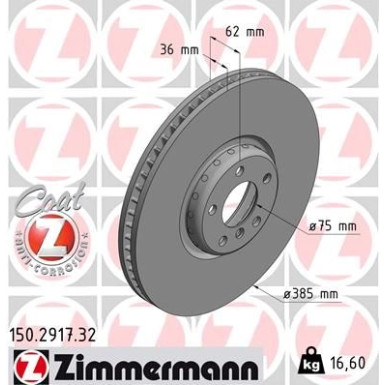 ZIMMERMANN Bremsscheibe 150.2917.32 FORMULA F