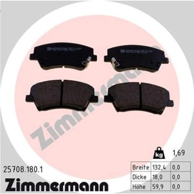ZIMMERMANN Bremsbelagsatz, Scheibenbremse | 25708.180.1