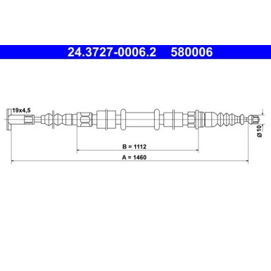 ATE Handbremsseil Seilzug Festellbremse 24.3727-0006.2 ATE Handbremsseil Seilzug Festellbremse 24.3727-0006.2