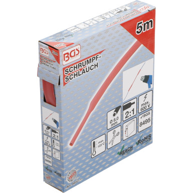 BGS Schrumpfschlauch-Box | rot | Ø 8 mm | 5 m | 6852-1