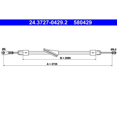 ATE Handbremsseil Seilzug Festellbremse 24.3727-0429.2