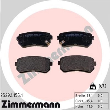 ZIMMERMANN Bremsbeläge | 25292.155.1