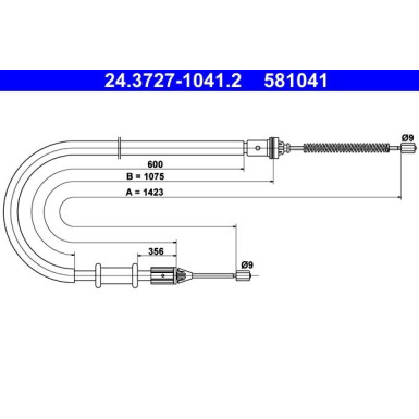 ATE Handbremsseil Seilzug Festellbremse 24.3727-1041.2 ATE Handbremsseil Seilzug Festellbremse 24.3727-1041.2