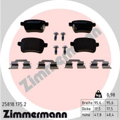 ZIMMERMANN Bremsbelagsatz, Scheibenbremse | 25818.175.2