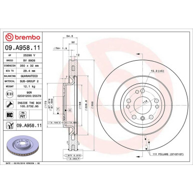 15 481 173 Bremsscheibe VA MERCEDES M-Klasse 11 PRIME LINE - UV Coated 09.A958.11