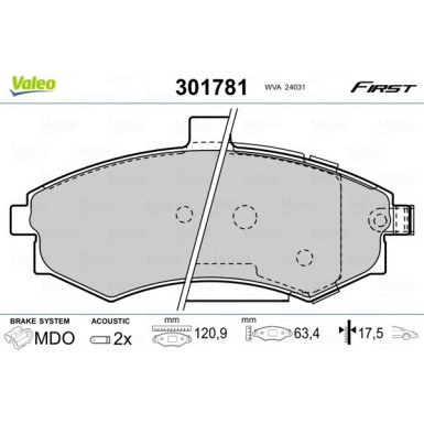 VALEO Bremsbeläge | 301781