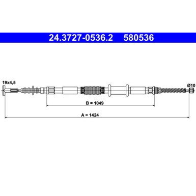 ATE Handbremsseil Seilzug Festellbremse 24.3727-0536.2