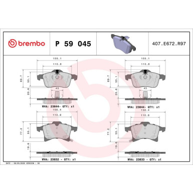 BREMBO Bremsklötze Xtra VA | OPEL Asta, Corsa, Meriva 98-17 | P 59 045X