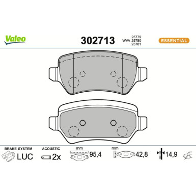 VALEO Bremsbeläge 302713