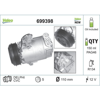 Kompressor, Klimaanlage VALEO CORE-FLEX 699398