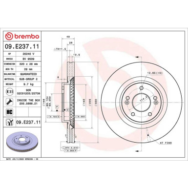 Bremsscheibe VA | HYUNDAI Santa Fe 12 | 09.E237.11