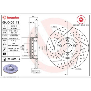 11 482 091 Bremsscheibe HA BMW 1er, 2er, 3er, 4er 12 PRIME LINE - Composite 09.C400.13