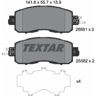 BREMSBELAGSATZ NISSAN P. LEAF ELECTRIC 10-141,8 X 55,7 X 15,9 | 2558101