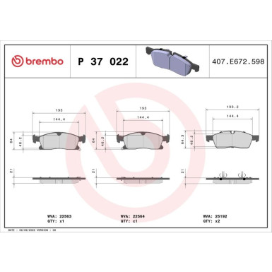 BREMBO Bremsklötze VA JEEP Gran Cherokee 11 PRIME LINE P 37 022