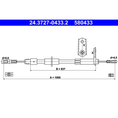 ATE Handbremsseil Seilzug Festellbremse 24.3727-0433.2 ATE Handbremsseil Seilzug Festellbremse 24.3727-0433.2
