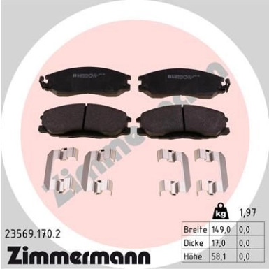ZIMMERMANN Bremsbeläge | 23569.170.2