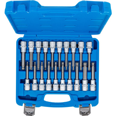 BGS Bit-Einsatz-Satz | Antrieb Innenvierkant 12,5 mm (1/2"""") | Innensechskant, T-Profil (für Torx), Innenvielzahn (für XZN) mit Kugelkopf | 20-tlg | 5170