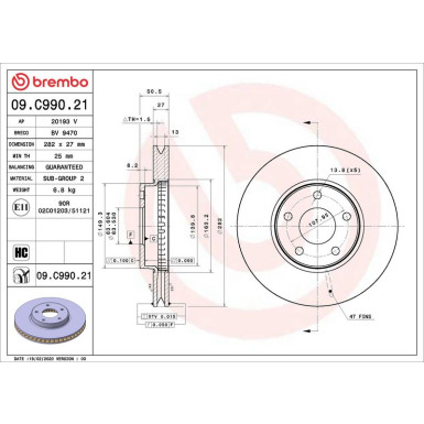 Bremsscheibe VA FORD PRIME LINE - UV Coated 09.C990.21
