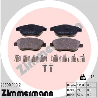 ZIMMERMANN Bremsbeläge | 23600.190.2