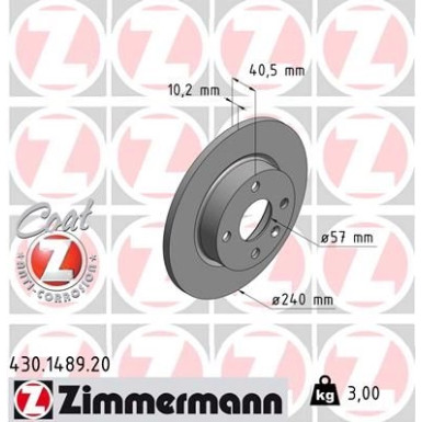ZIMMERMANN Bremsscheibe | 430.1489.20