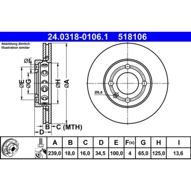 Bremsscheibe Vw P. Lupo/Polo 94-05 Power Disc | 24.0318-0106.1