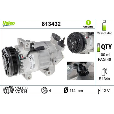 Kompressor, Klimaanlage Valeo Origins New OE TECHNOLOGIE 813432