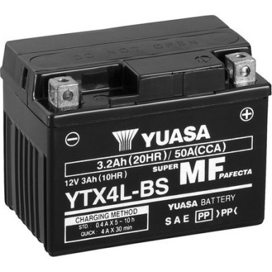 Yuasa MF VRLA Batterie COMBIPACK | offen, mit Säurepaket | YTX4L-BS -Y