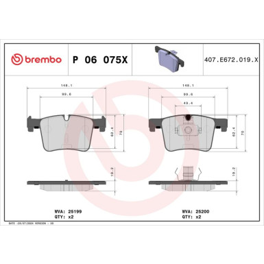 BREMBO Bremsklötze Xtra VA BMW 1, 2, 3, 4, X3, X4 10 XTRA LINE P 06 075X