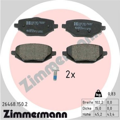 ZIMMERMANN Bremsbelagsatz, Scheibenbremse | 26468.150.2