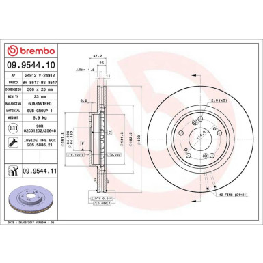 86 481 032 Bremsscheibe VA HONDA Civic Type R 01-05 PRIME LINE - UV Coated 09.9544.11