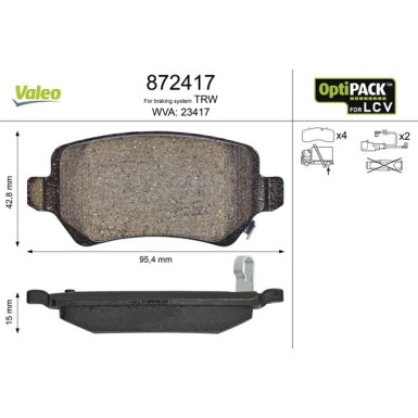 VALEO Bremsbeläge | 872417