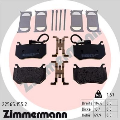 ZIMMERMANN Bremsbelagsatz, Scheibenbremse | 22565.155.2