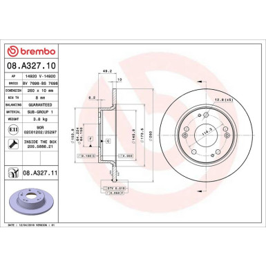 86 482 016 Bremsscheibe HA | HONDA Accord 03 | 08.A327.11